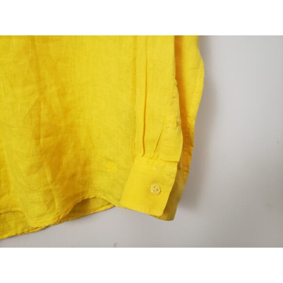 Vilebrequin Shirt Mens Size XXXL Linen Button Up Long Sleeve Bright Yellow Beach - Picture 4 of 9